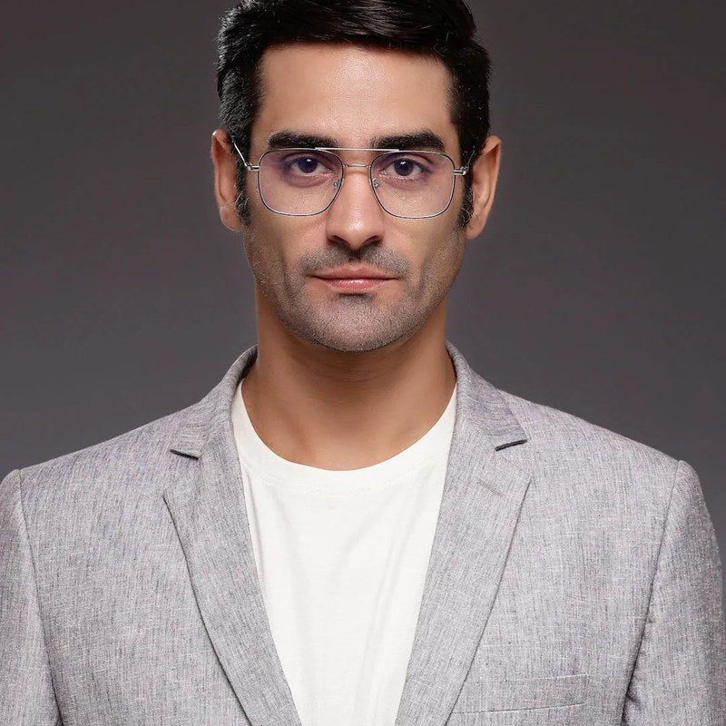Jovion Black & Silver Medium Full Rim RECTANGLE Computer Glasses for Men & Women — Hashtag Eyewears