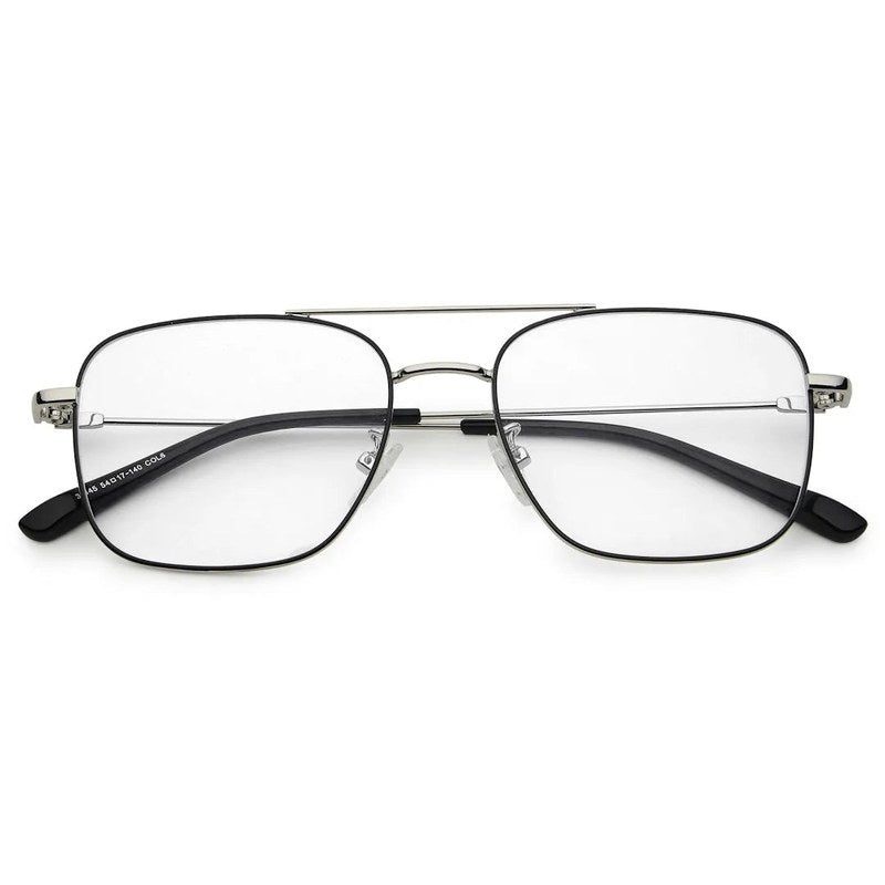 Jovion Black & Silver Medium Full Rim RECTANGLE Computer Glasses for Men & Women — Hashtag Eyewears