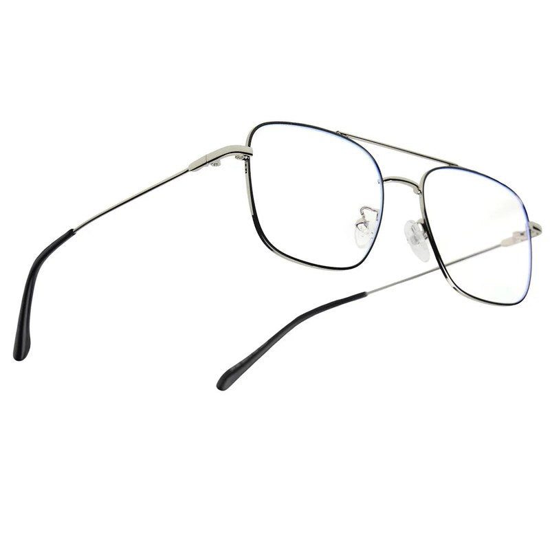 Jovion Black & Silver Medium Full Rim RECTANGLE Computer Glasses for Men & Women — Hashtag Eyewears