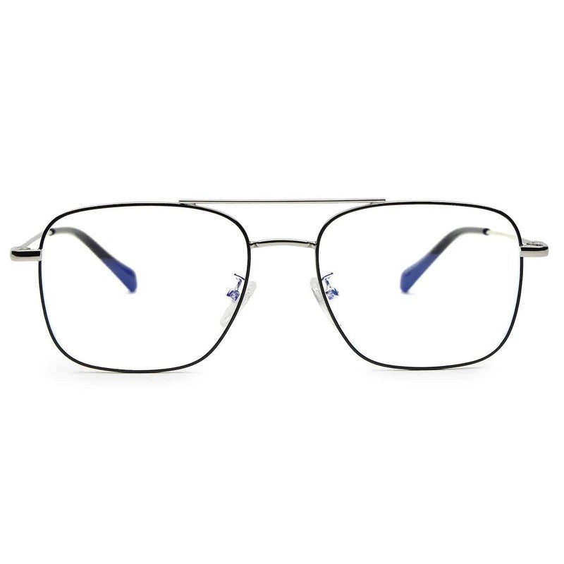 Jovion Black & Silver Medium Full Rim RECTANGLE Computer Glasses for Men & Women — Hashtag Eyewears