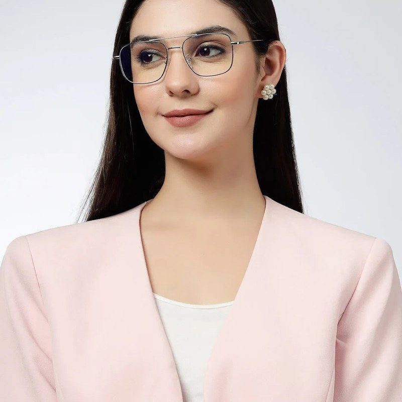 Jovion Black & Silver Medium Full Rim RECTANGLE Computer Glasses for Men & Women — Hashtag Eyewears