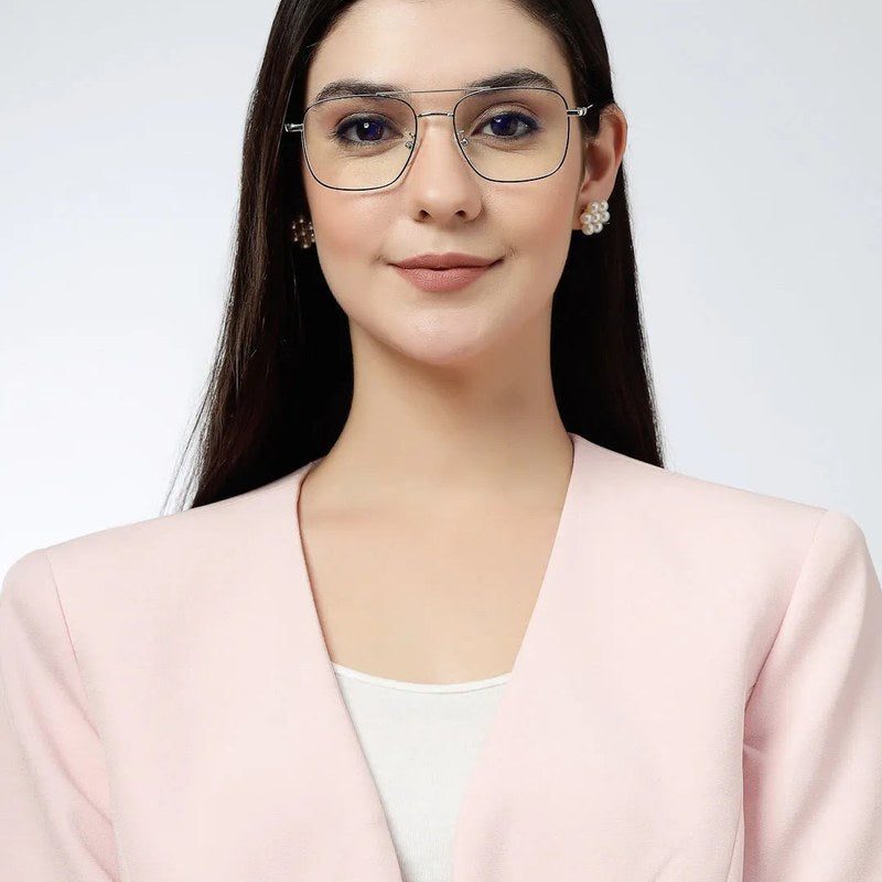 Jovion Black & Silver Medium Full Rim RECTANGLE Computer Glasses for Men & Women — Hashtag Eyewears