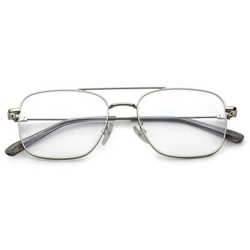 Jovion | Silver Medium Full Rim RECTANGLE Computer Glasses for Men & Women [Blue Block]