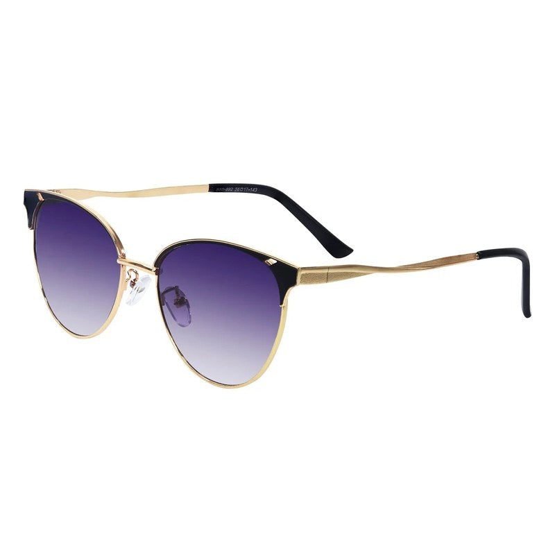 Kaelith Golden & Black Medium Full Rim Round Sunglasses for Women — Hashtag Eyewears