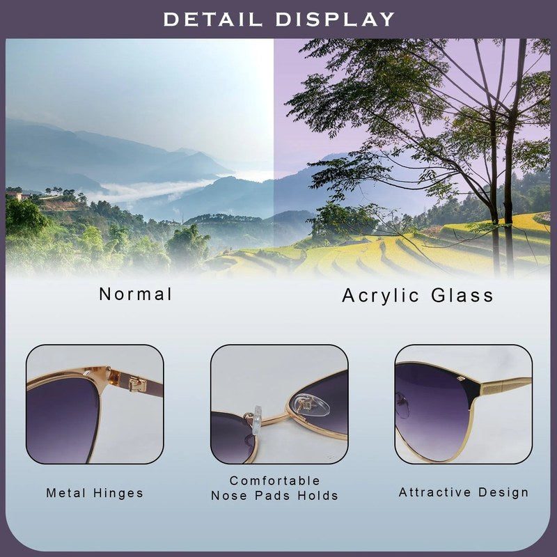 Kaelith Golden & Black Medium Full Rim Round Sunglasses for Women — Hashtag Eyewears