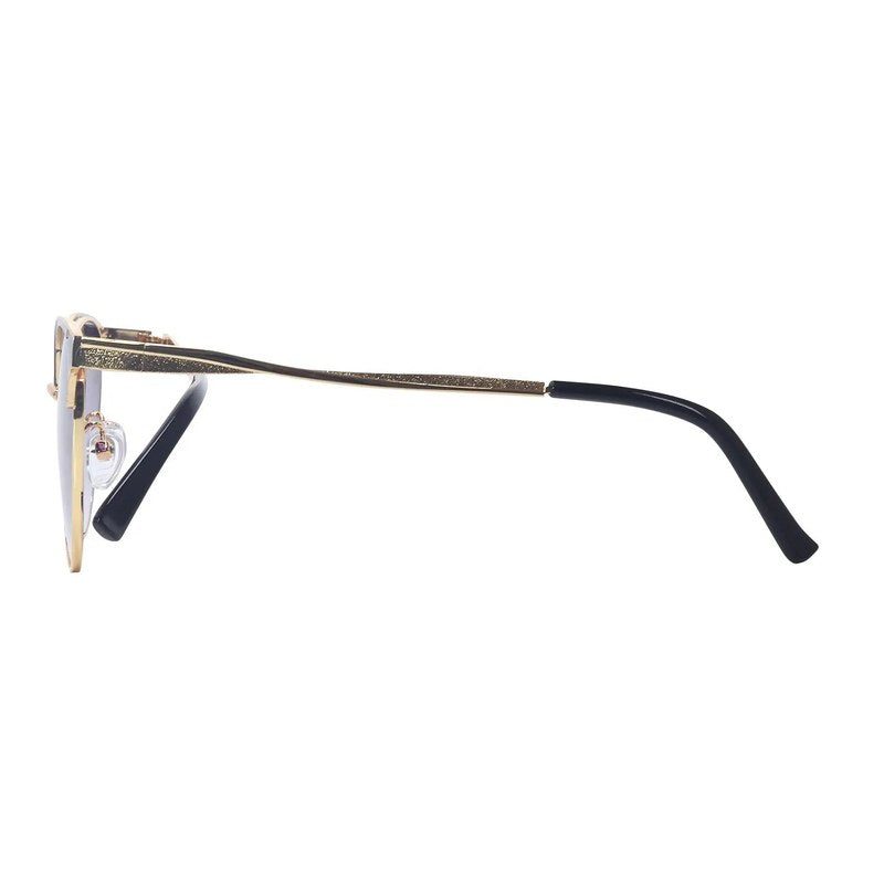 Kaelith Golden & Black Medium Full Rim Round Sunglasses for Women — Hashtag Eyewears