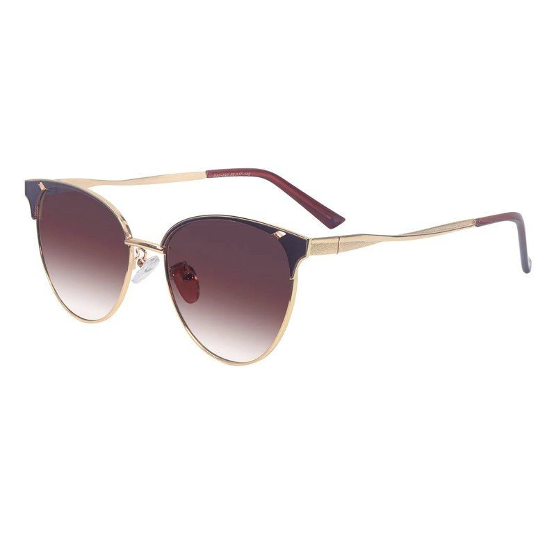 Kaelith Golden & Brown Medium Full Rim Round Sunglasses for Women — Hashtag Eyewears