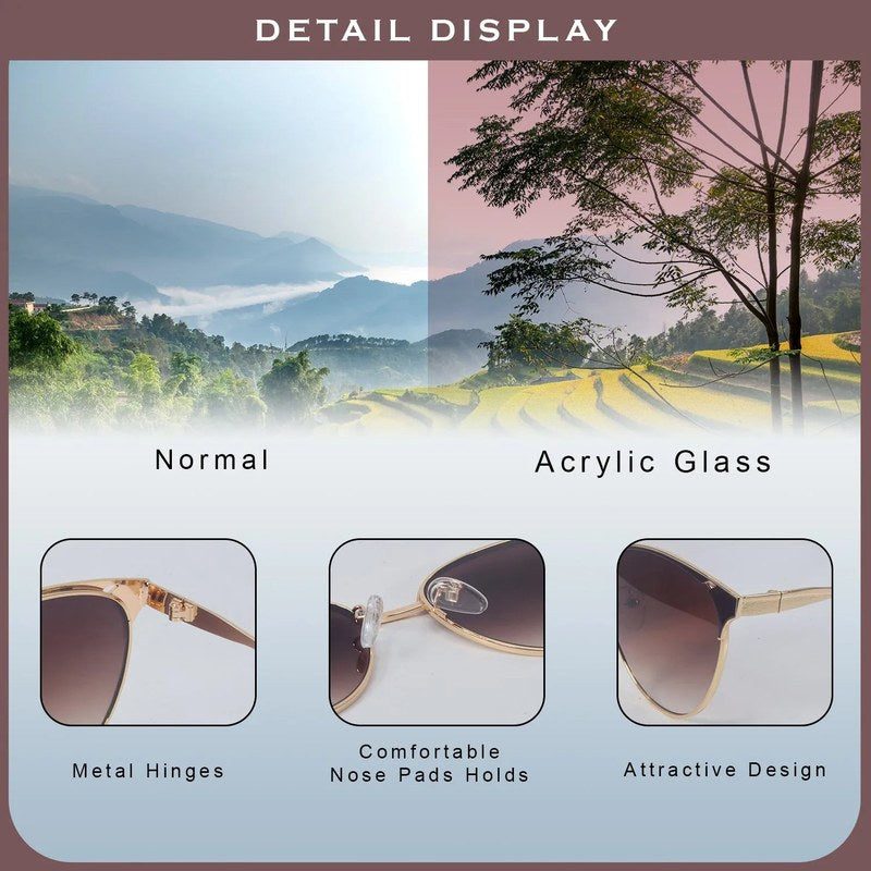 Kaelith Golden & Brown Medium Full Rim Round Sunglasses for Women — Hashtag Eyewears