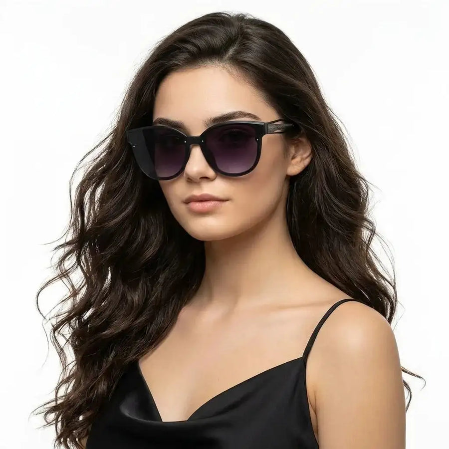 Kalira | Black Large Full Rim Cateye Sunglasses for Women [UV-protected]