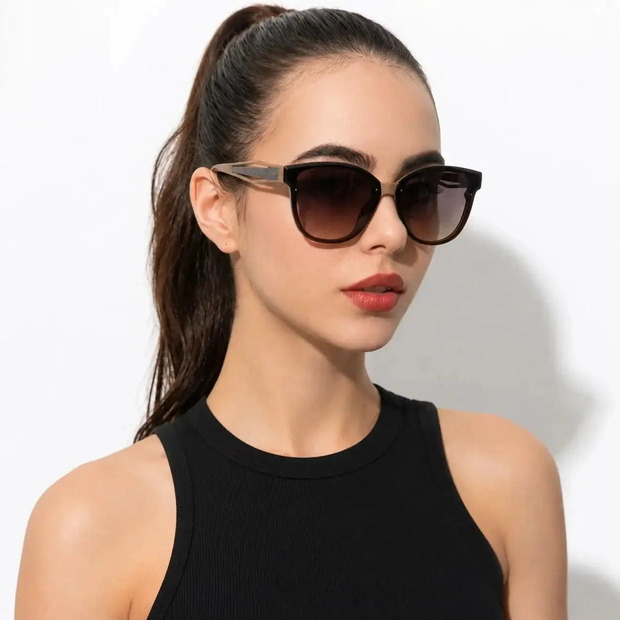 Kalira | Brown Large Full Rim Cateye Sunglasses for Women [UV-protected]