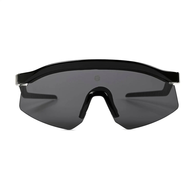 KINETIC | Black Medium Half Rim Shield Sports Sunglasses for Men & Women [UV-protected]