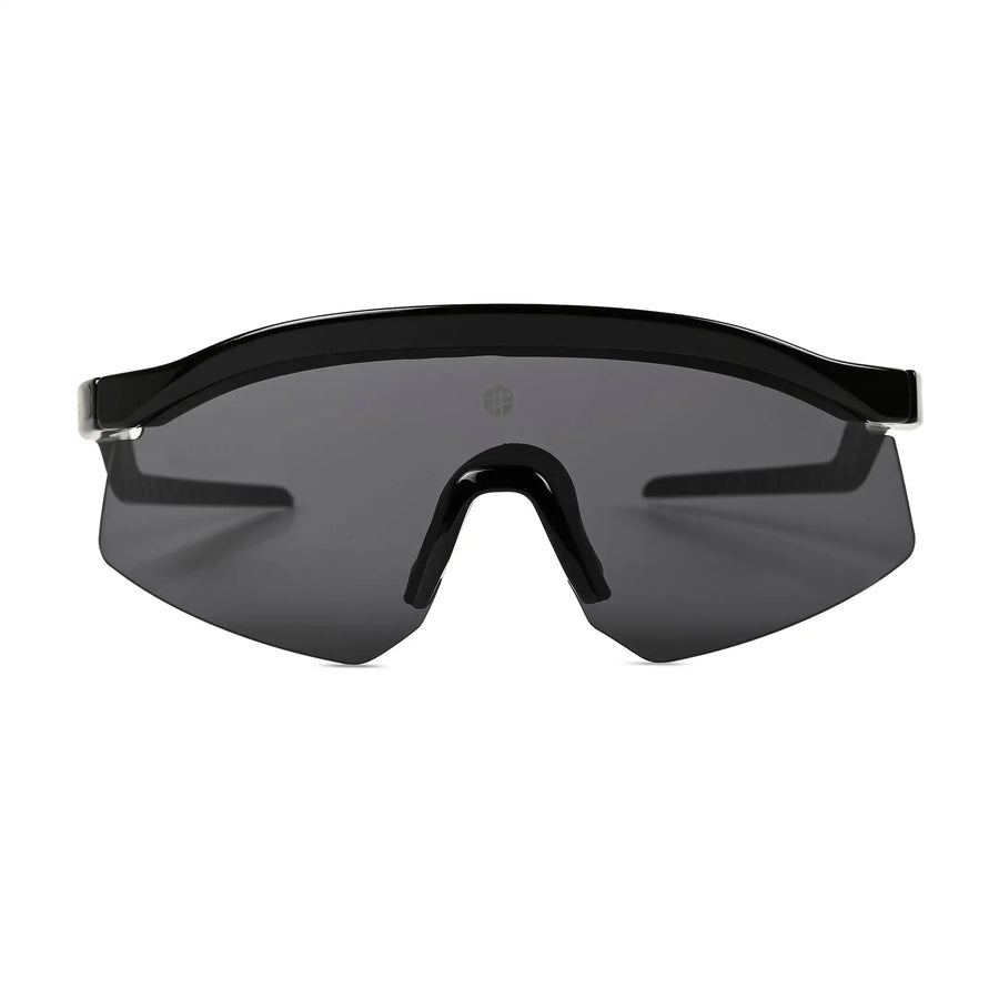 KINETIC | Black Medium Half Rim Shield Sports Sunglasses for Men & Women [UV-protected]