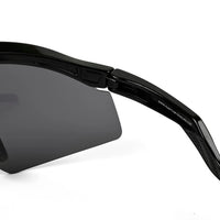 KINETIC | Black Medium Half Rim Shield Sports Sunglasses for Men & Women [UV-protected]