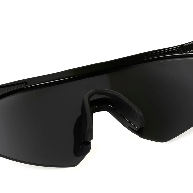 KINETIC | Black Medium Half Rim Shield Sports Sunglasses for Men & Women [UV-protected]