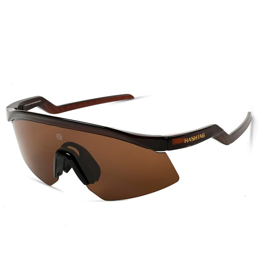 KINETIC | Transparent Brown Medium Half Rim Shield Sports Sunglasses for Men & Women [UV-protected]