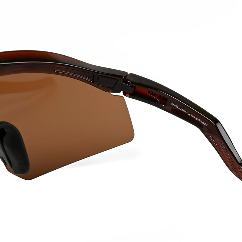 KINETIC | Transparent Brown Medium Half Rim Shield Sports Sunglasses for Men & Women [UV-protected]