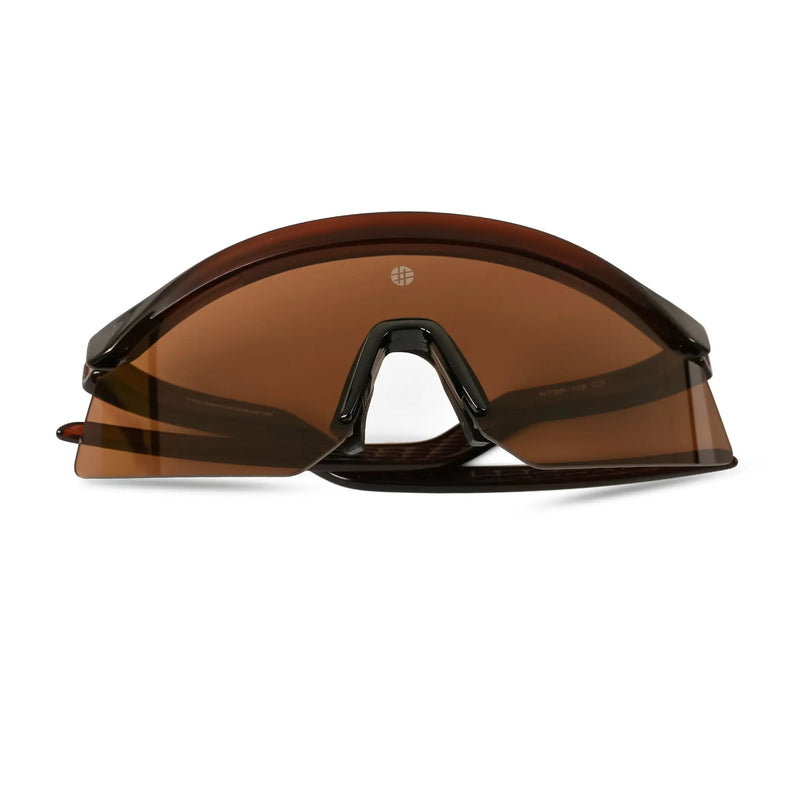 KINETIC | Transparent Brown Medium Half Rim Shield Sports Sunglasses for Men & Women [UV-protected]
