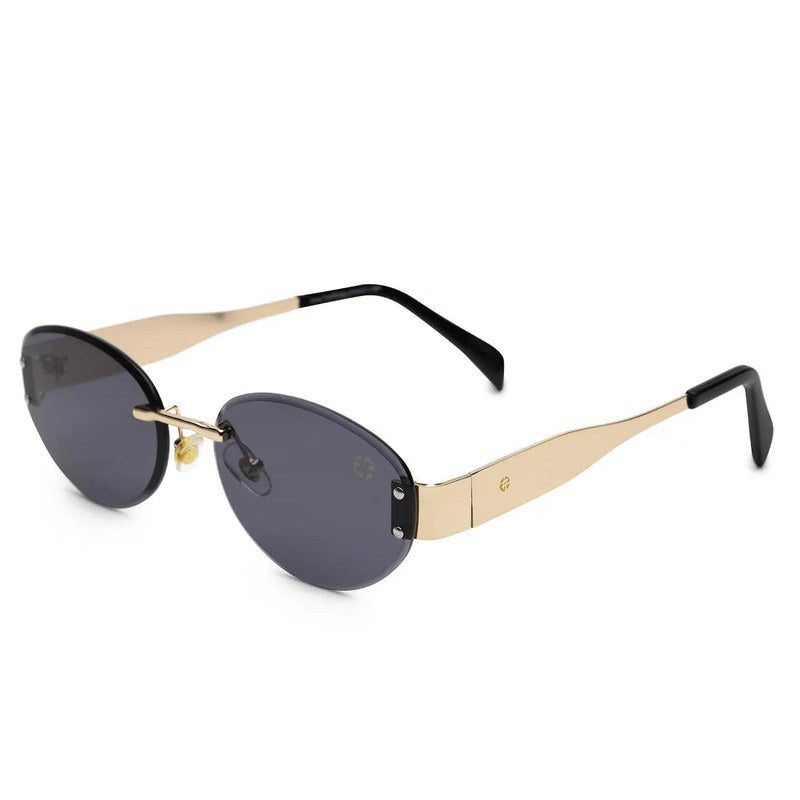 Kitto Black Medium Rim Less Oval Sunglasses for Men & Women — Hashtag Eyewears