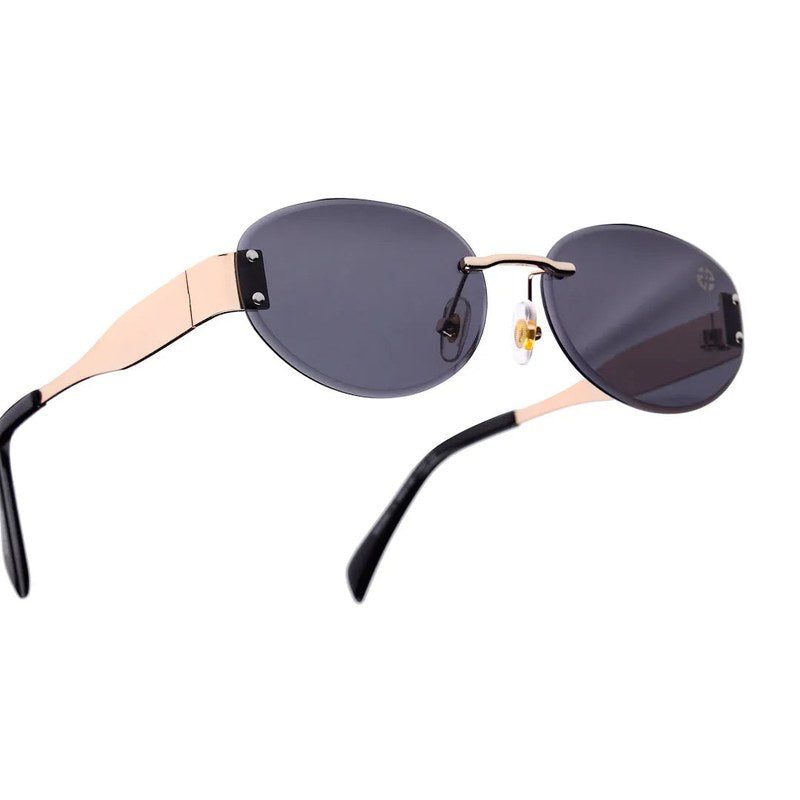 Kitto Black Medium Rim Less Oval Sunglasses for Men & Women — Hashtag Eyewears