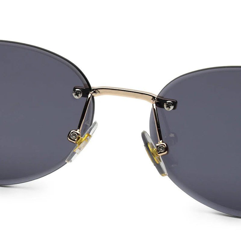 Kitto Black Medium Rim Less Oval Sunglasses for Men & Women — Hashtag Eyewears