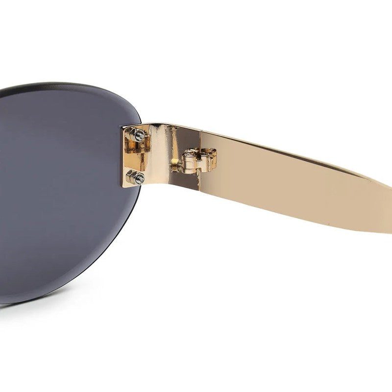 Kitto Black Medium Rim Less Oval Sunglasses for Men & Women — Hashtag Eyewears