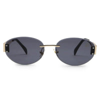 Kitto Black Medium Rim Less Oval Sunglasses for Men & Women — Hashtag Eyewears