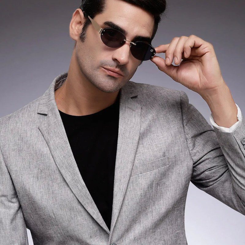 Kitto Black Medium Rim Less Oval Sunglasses for Men & Women — Hashtag Eyewears