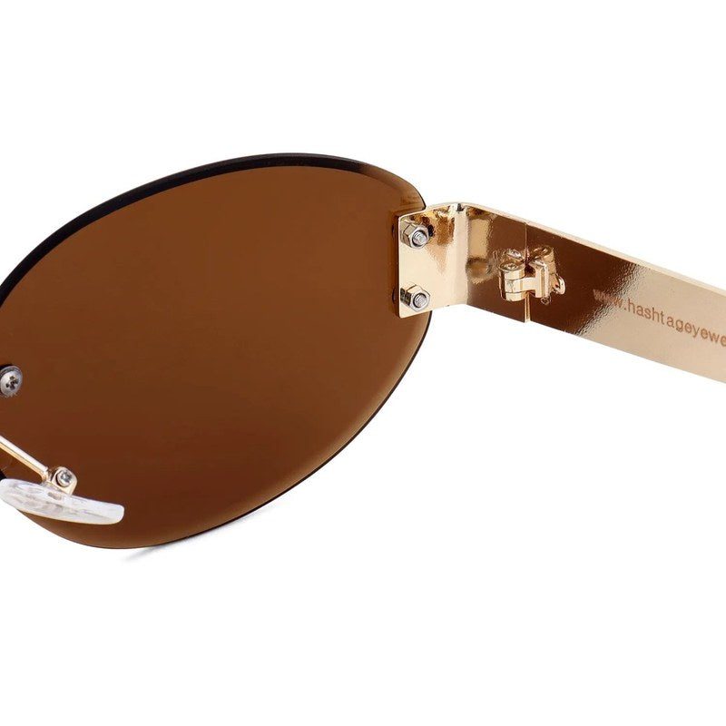 Kitto | Golden Medium Rim Less Oval Sunglasses for Men & Women [UV-protected]