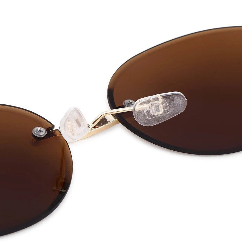 Kitto | Golden Medium Rim Less Oval Sunglasses for Men & Women [UV-protected]