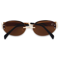 Kitto Golden Medium Rim Less Oval Sunglasses for Men & Women — Hashtag Eyewears