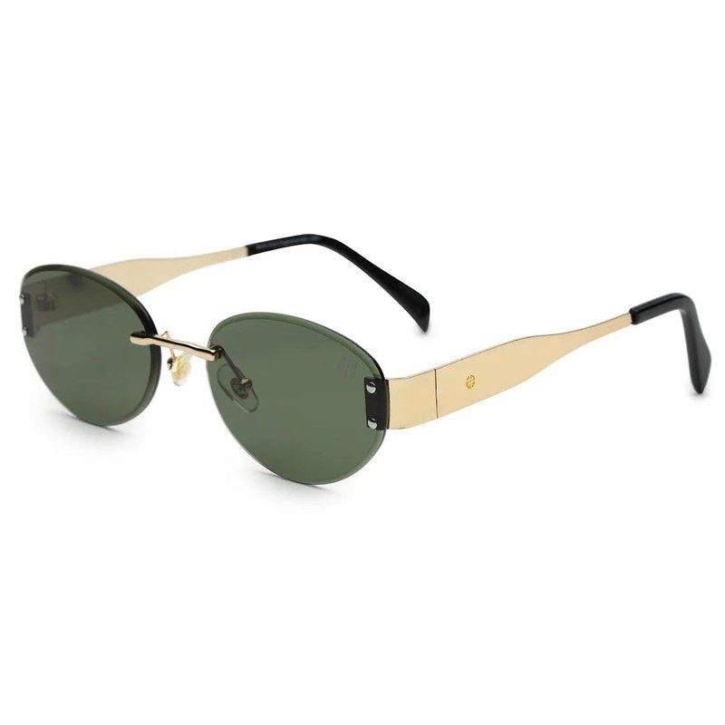 Kitto Green Medium Rim Less Oval Sunglasses for Men & Women — Hashtag Eyewears