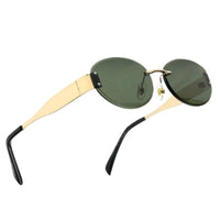Kitto Green Medium Rim Less Oval Sunglasses for Men & Women — Hashtag Eyewears
