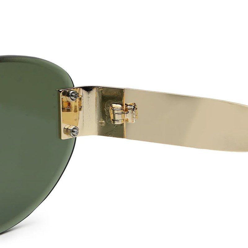Kitto | Green Medium Rim Less Oval Sunglasses for Men & Women [UV-protected]