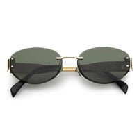Kitto Green Medium Rim Less Oval Sunglasses for Men & Women — Hashtag Eyewears