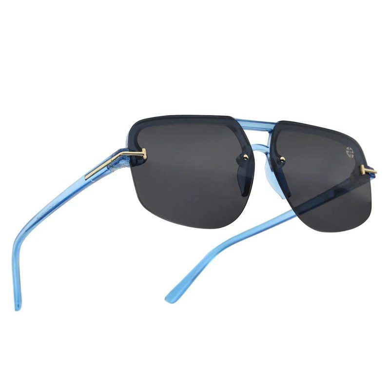 Kynox | Blue Medium Half Rim Square Sunglasses for Men & Women [UV-protected]