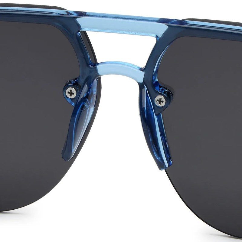 Kynox Blue Medium Half Rim Square Sunglasses for Men & Women — Hashtag Eyewears