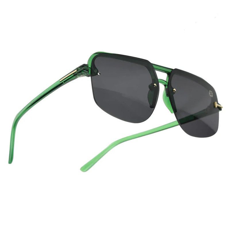 Kynox Green Medium Half Rim Square Sunglasses for Men & Women — Hashtag Eyewears