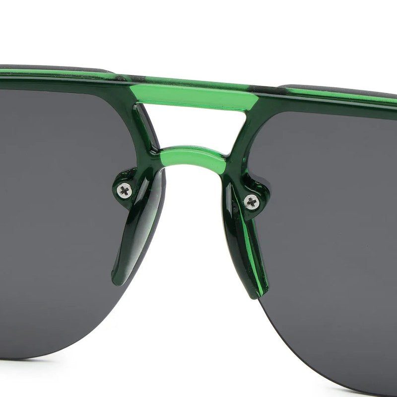 Kynox Green Medium Half Rim Square Sunglasses for Men & Women — Hashtag Eyewears