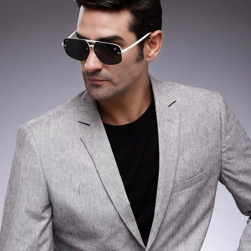 Kynox White Medium Half Rim Square Sunglasses for Men & Women — Hashtag Eyewears
