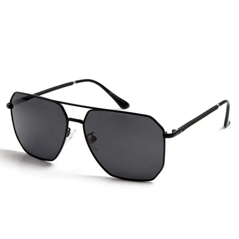 Lenis Black Large Full Rim Hexagonal Sunglasses for Men & Women — Hashtag Eyewears