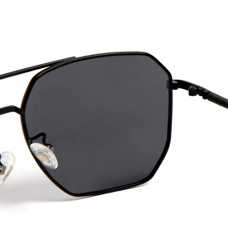 Lenis Black Large Full Rim Hexagonal Sunglasses for Men & Women — Hashtag Eyewears