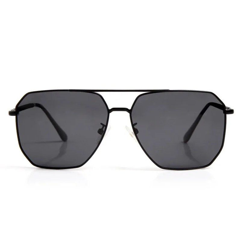 Lenis Black Large Full Rim Hexagonal Sunglasses for Men & Women — Hashtag Eyewears