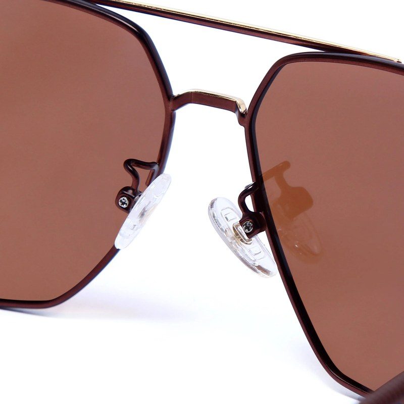 Lenis | Golden & Brown Large Full Rim Hexagonal Sunglasses for Men [Polarized]