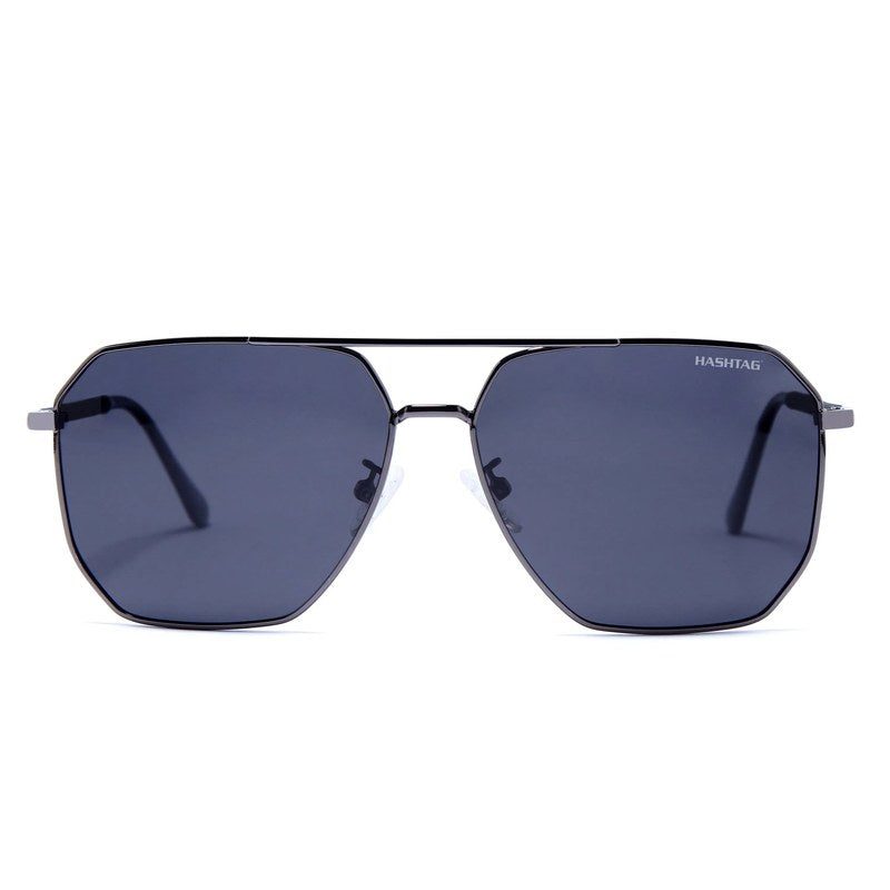 Lenis Grey Large Full Rim Haxagonal Sunglasses for Men & Women — Hashtag Eyewears