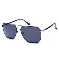 Lenis Silver & Black Large Full Rim Haxagonal Sunglasses for Men & Women — Hashtag Eyewears