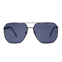 Lenis Silver & Black Large Full Rim Haxagonal Sunglasses for Men & Women — Hashtag Eyewears