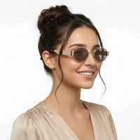 Liora | Brown Small Full Rim Oval Sunglasses for Women [UV-protected]