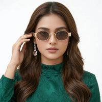 Liora | Brown Small Full Rim Oval Sunglasses for Women [UV-protected]