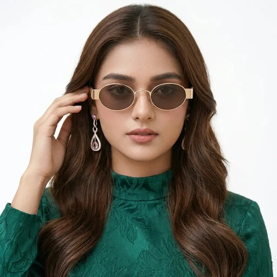 Liora | Brown Small Full Rim Oval Sunglasses for Women [UV-protected]