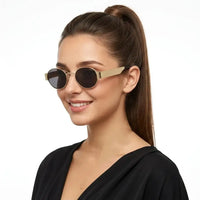 Liora | Gold Small Full Rim Oval Sunglasses for Women [UV-protected]